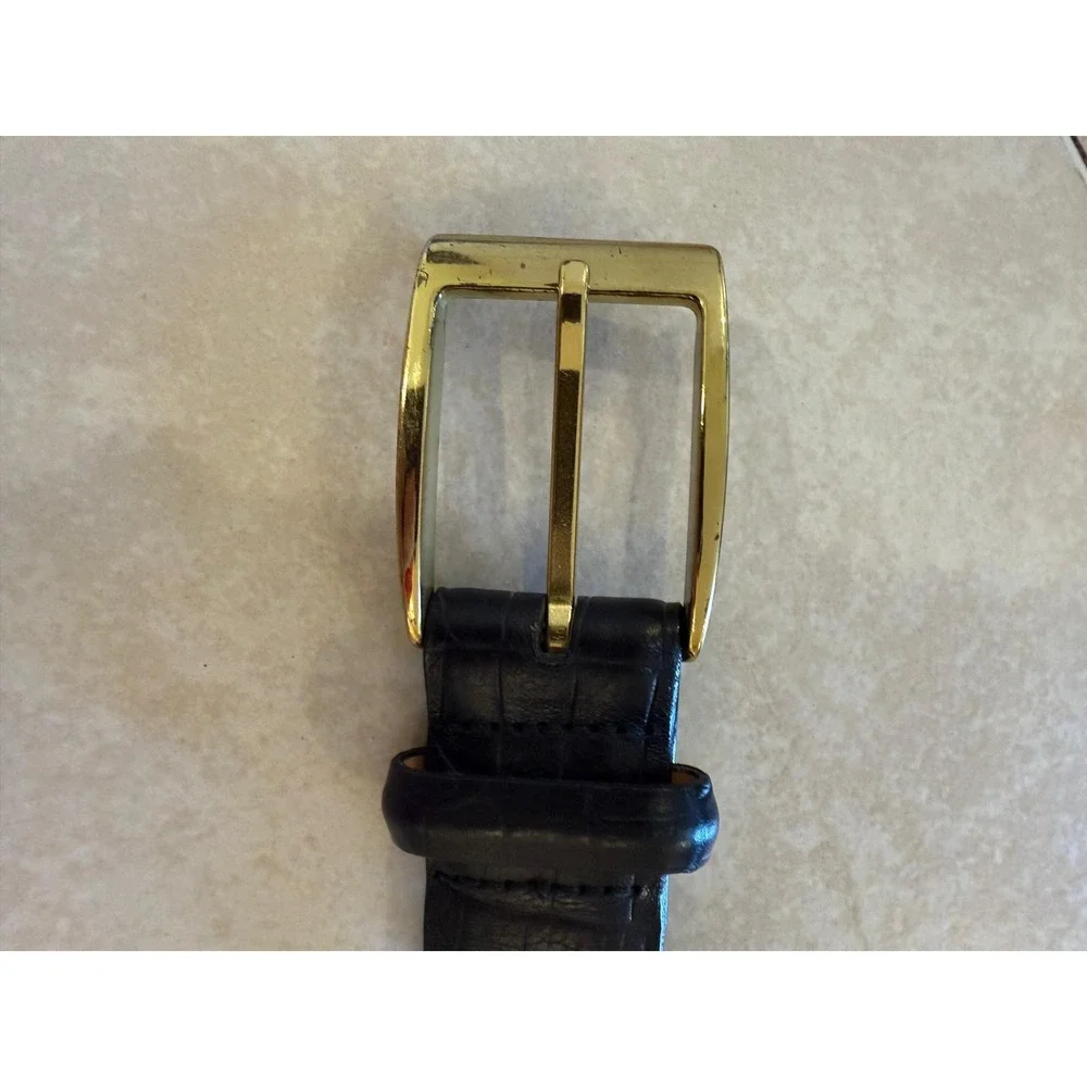 Brighton‎ Men's Black Croc Embossed Leather Belt Size 40 Gold Buckle Made in USA